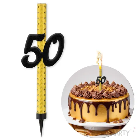 fontanna tortowa 50 urodziny czarno zlota 22 cm