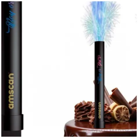 fontanna tortowa boy or girl niebieski plomien czarny amscan 12 cm 2 szt