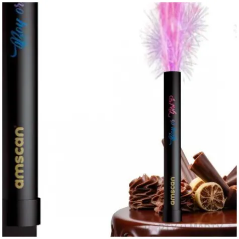 fontanna tortowa boy or girl rozowy plomien czarny amscan 12 cm 2 szt