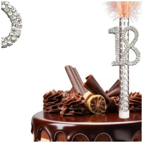 fontanna tortowa cyfra 18 urodziny srebrny amscan 15 cm