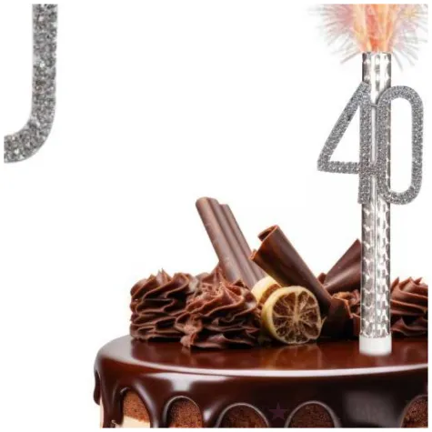 fontanna tortowa cyfra 40 urodziny srebrny amscan 15 cm