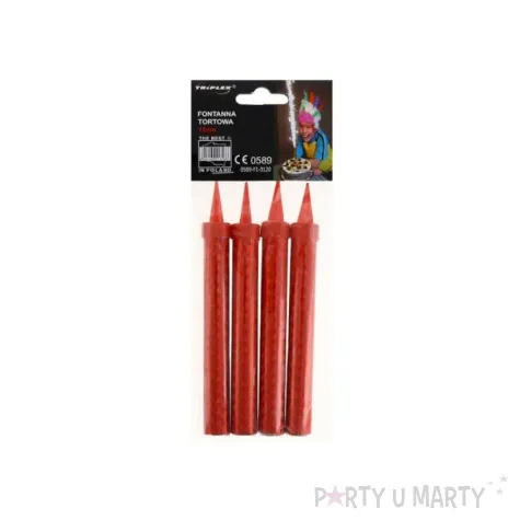 fontanna tortowa holograficzna czerwona 12 cm 4 szt