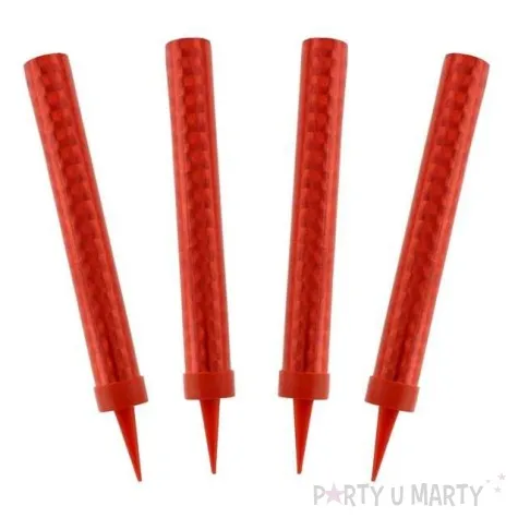 fontanna tortowa holograficzna premium 12 cm czerwona 4 szt