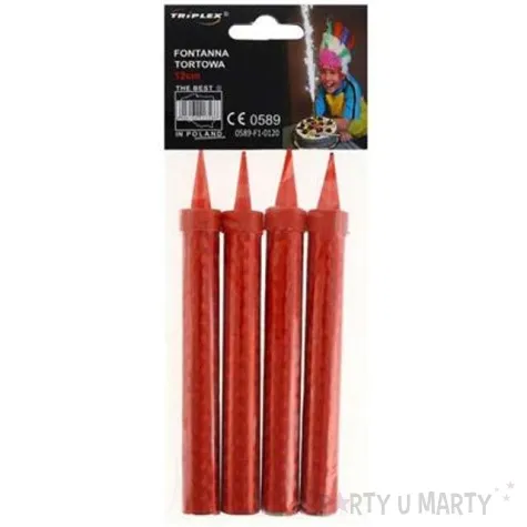 fontanna tortowa holograficzna premium 12 cm czerwona 4 szt