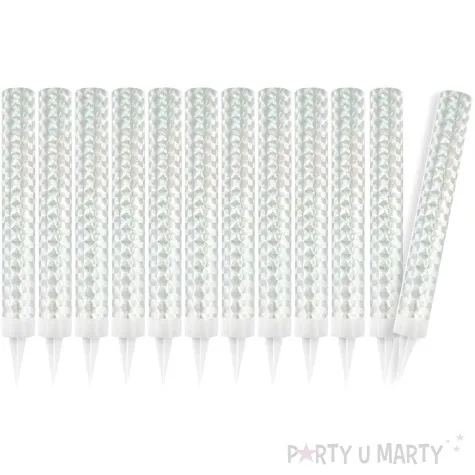 fontanna tortowa holograficzna triplex srebrna 12 cm 12 szt