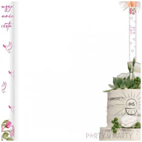 fontanna tortowa komunia swieta rozowe serce 18 cm