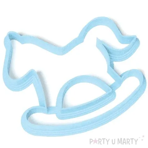 foremka baby shower boy konik na biegunach 88x67 mm blekitna brokatowa