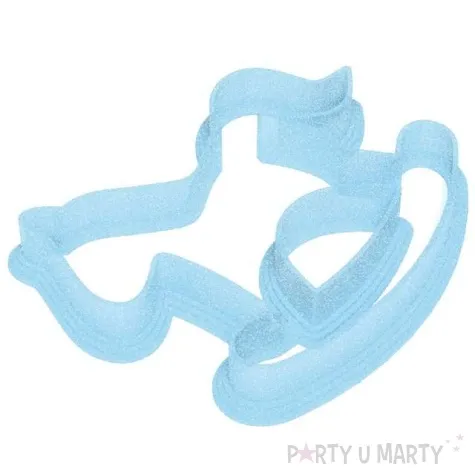 foremka baby shower boy konik na biegunach 88x67 mm blekitna brokatowa