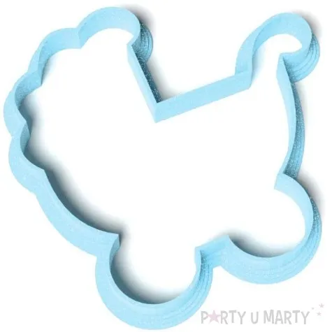 foremka baby shower boy wozek 87x85 mm blekitna brokatowa