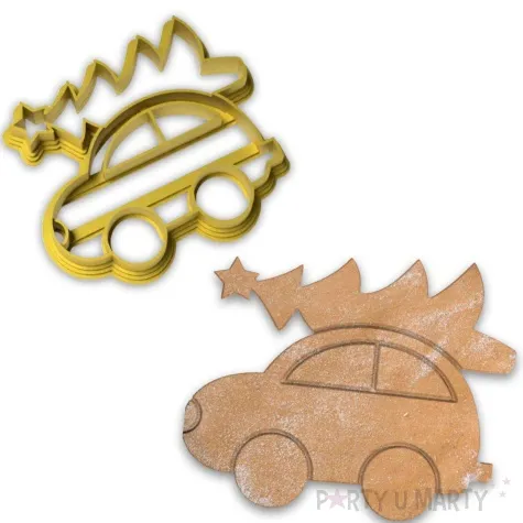 foremka boze narodzenie choinka na samochodzie duza 87x72 mm zlota metaliczna