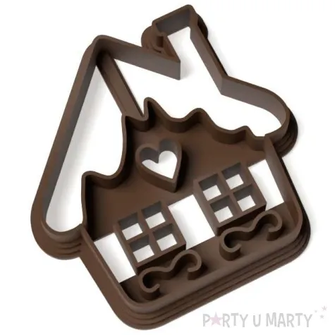 foremka boze narodzenie domek z piernika z okienkami i sercem 76x73 mm brazowy