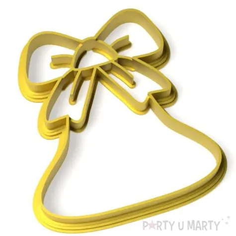 foremka boze narodzenie dzwonek obrys z kokarda 86x92 mm zloty metaliczny