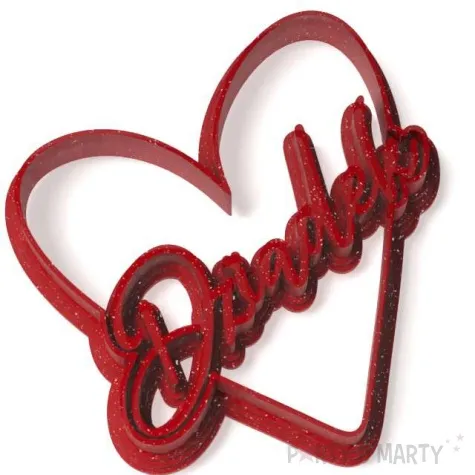 foremka dzien dziadka serduszko dla dziadka 83x81 czerwony brokat