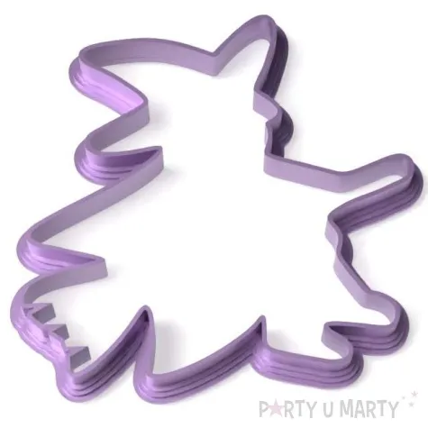 foremka halloween wiedzma na miotle 98x94 mm fioletowa metaliczna