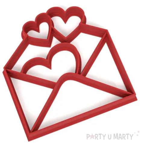 foremka koperta z sercami 76x79 mm czerwona