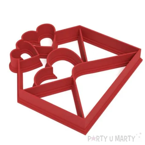 foremka koperta z sercami 76x79 mm czerwona