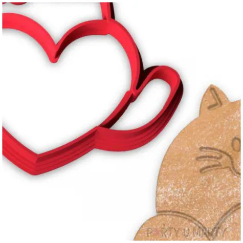 foremka walentynki kotek z sercem 90 x 90 mm czerwony