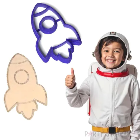 foremka wykrawacz do masy kosmos rakieta na urodziny dzien dziecka niebieska brokatowa