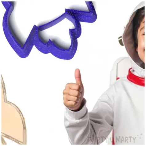 foremka wykrawacz do masy kosmos rakieta na urodziny dzien dziecka niebieska brokatowa