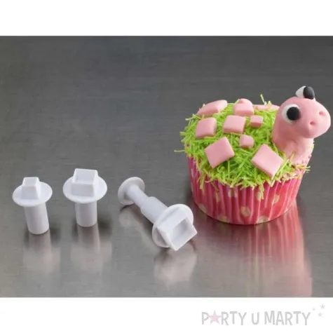 foremki do ciasteczek romby biale dekora 3 szt