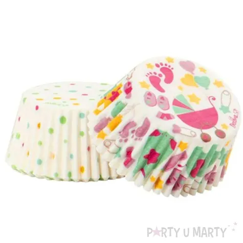 foremki na muffinki baby shower girl mix decora 36 szt