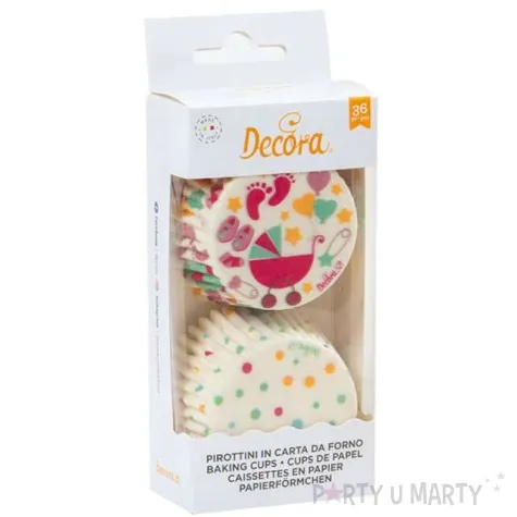 foremki na muffinki baby shower girl mix decora 36 szt