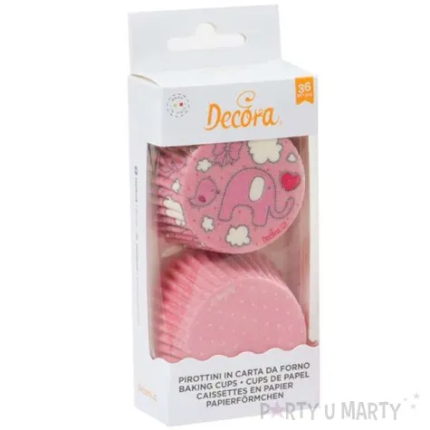 foremki na muffinki baby shower rozowy decora 36 szt