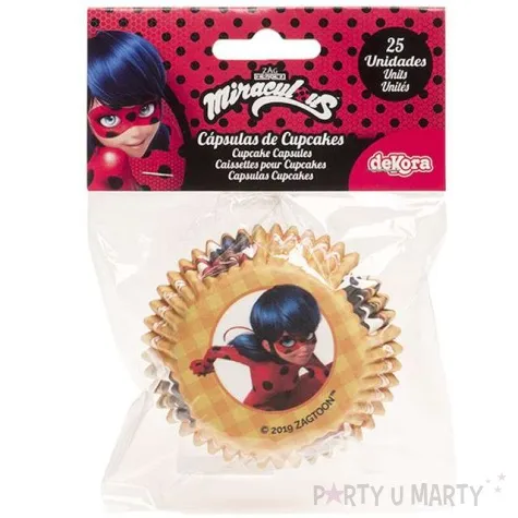 foremki na muffinki biedronka i czarny kot miraculous dekora 25 szt