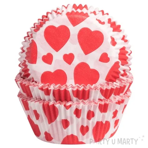 foremki na muffinki czerwone serduszka bialy demmler 60 szt