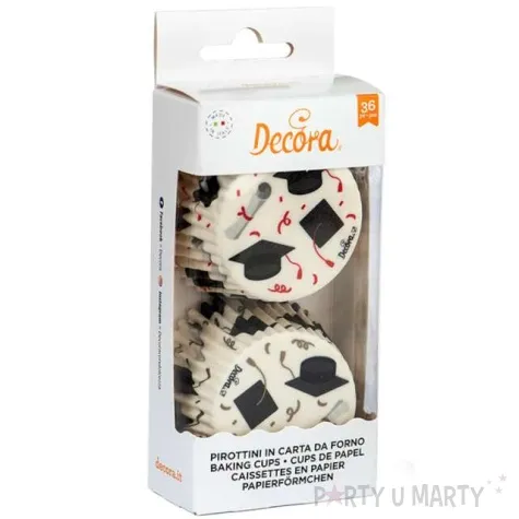 foremki na muffinki dyplom i czapka biret mix decora 36 szt