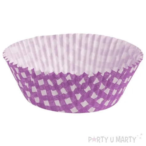 foremki na muffinki fioletowe w kratke demmler 60 szt