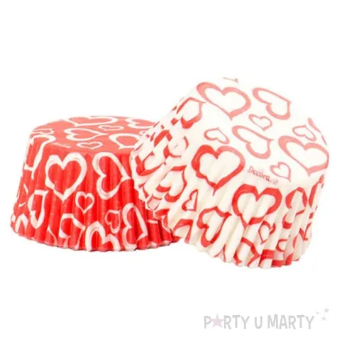 foremki na muffinki serca bialo czerwone decora 36 szt