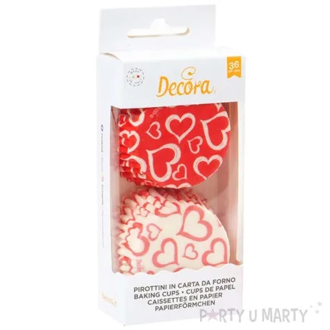 foremki na muffinki serca bialo czerwone decora 36 szt