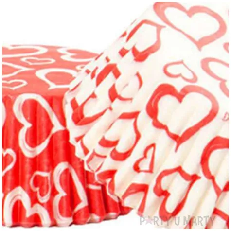 foremki na muffinki serca bialo czerwone decora 36 szt