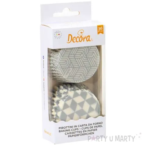 foremki na muffinki wzory geometryczne srebrne mix decora 36 szt