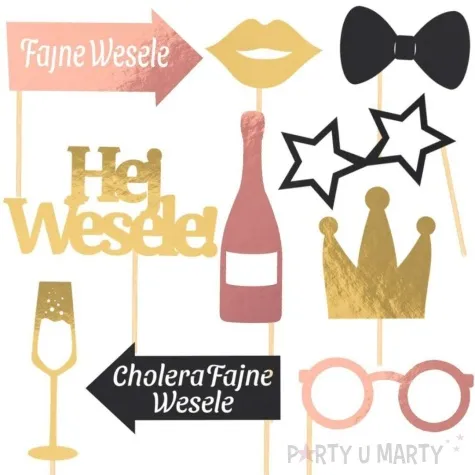 fotogadzet patyczki fajne wesele rozowe zloto czakos 10 szt