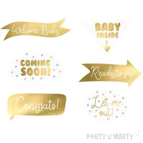 fotogadzet patyczki gender reveal welcome baby zloty partydeco 6 szt