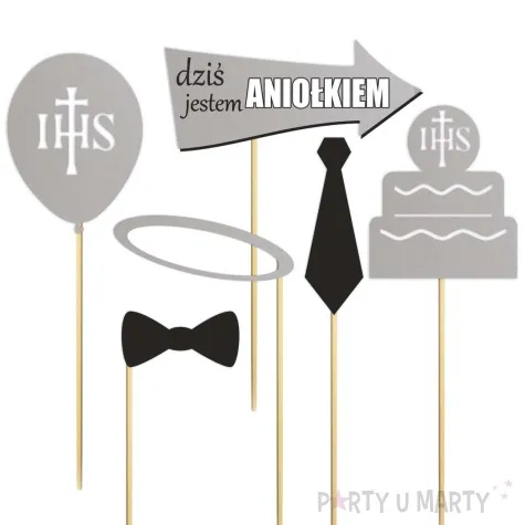 fotogadzet patyczki komunia sw fotobudka srebrny 6 szt