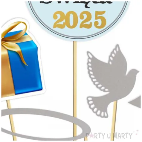 fotogadzet patyczki komunia sw fotosesja 2025 srebrny 6 szt