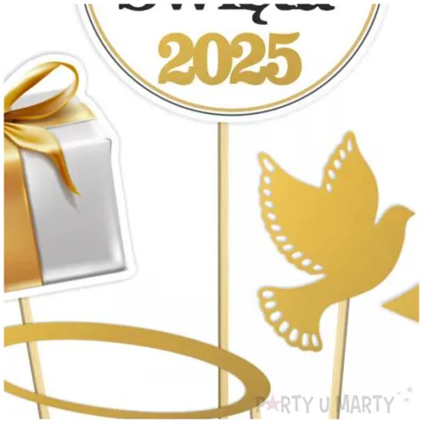 fotogadzet patyczki komunia sw fotosesja 2025 zloty 6 szt