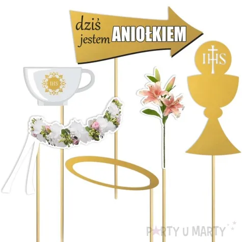fotogadzet patyczki komunia sw przyjecie zloty 6 szt