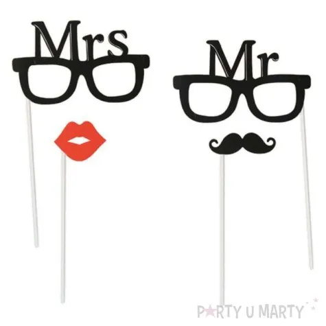 fotogadzet patyczki okulary mr mrs 4 szt