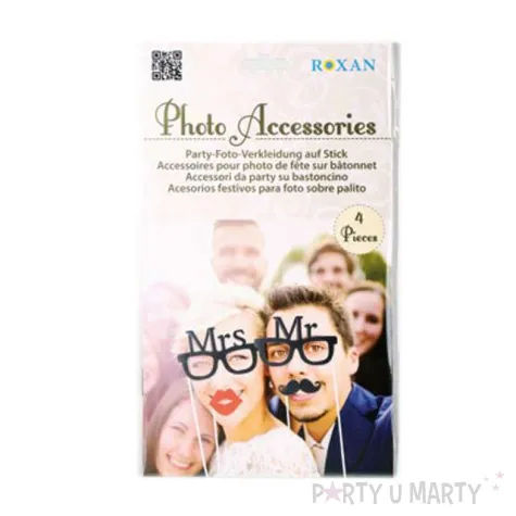fotogadzet patyczki okulary mr mrs 4 szt