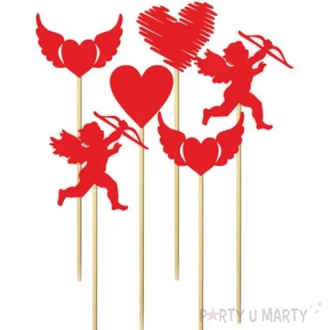 fotogadzet patyczki sercowe amory czerwone 6 szt