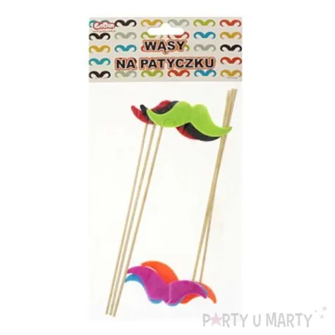 fotogadzet patyczki wasy multikolor 6 szt