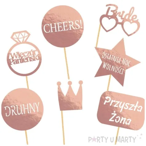 fotogadzet patyczki wieczor panienski ostatnia noc wolnosci rozowe zloto dekolo 7 szt