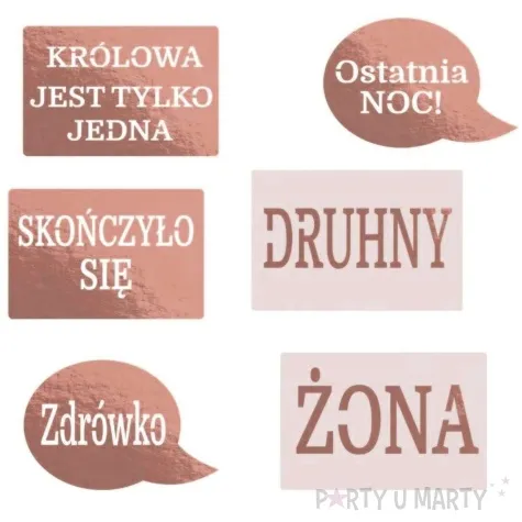 fotogadzet patyczki wieczor panienski zona i druhny rozowe zloto dekolo 6 szt