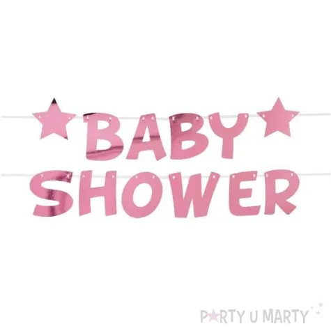 girlanda baby shower gwiazdki rozowa godan 250 cm