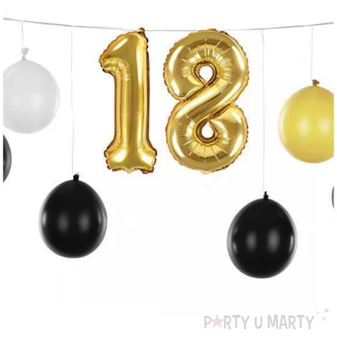 girlanda balonowa 18 urodziny zloty czarny bialy partydeco 12 szt
