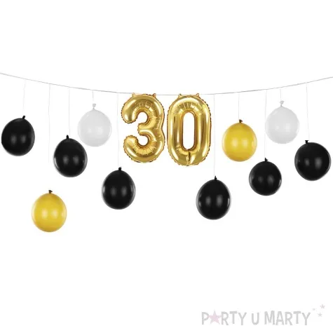 girlanda balonowa 30 urodziny zloty czarny bialy partydeco 12 szt